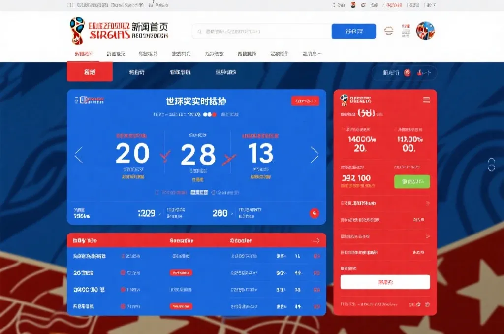 世界杯专题首页与实时比分模块示意图